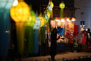 Loy krathong lantern festival Chiangmai Thailand  beautiful night life  