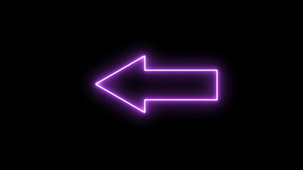 Neon arrow direction on black background, neon arrow updating sign animation.