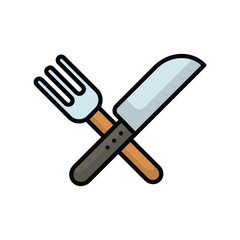 knife and fork icon with white background vector stock illustration