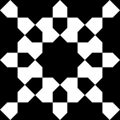 Seamless geometric pattern in arabic style Zellij in black and white