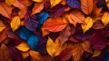 Colorful background made of fallen autumn leaves.
