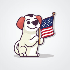 A dog with american flag vector eps digital art illustration