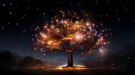 Computer-generated image of the tree with lots of light
