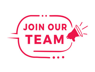 join our team sign, red badge for banner modern style. Vector design template.