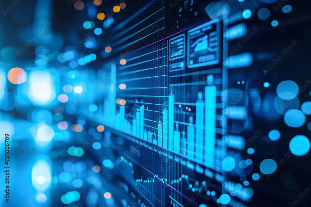 Aufkleber Abstract Technology Digital Background,data analytics with AI for management business KPI dashboard report with metrics ,Finance, operations, marketing concept