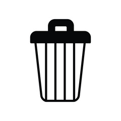 trash bin icon with white background vector stock illustration