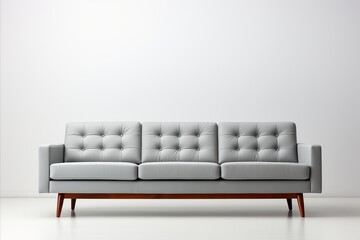 Modern Grey textile sofa on isolated white background. Furniture for modern interior, minimalist design.