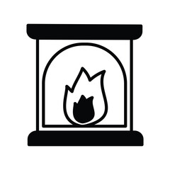 fireplace icon with white background vector stock illustration