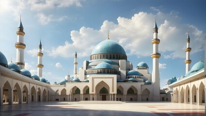 illustration of blue mosque with a tower