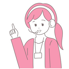 Webオペレーターの女性が指をさしているイラスト