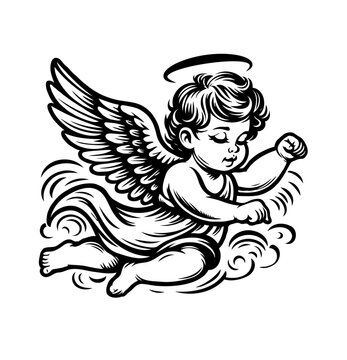 baby angel character graphic vector illustration
