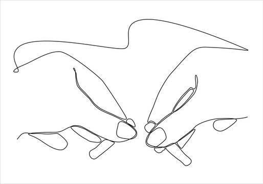 continuous single drawn one line hand with a cigarette hand-drawn picture silhouette. line art doodle