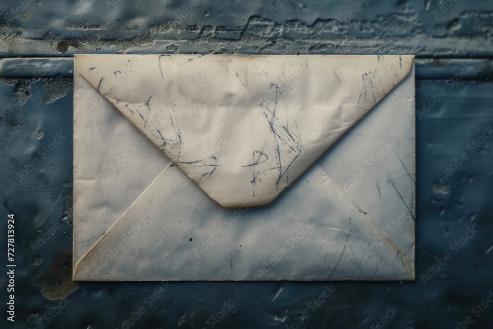 Aufkleber An image of an old envelope with a piece of paper sticking out of it. This image can be used for various purposes