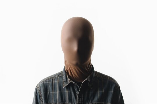 A mannequin head with a shirt placed on top. This image can be used for fashion, retail, or clothing-related themes