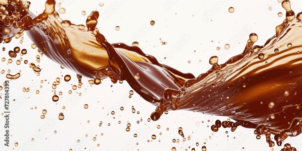 Aufkleber A close-up view of a splash of liquid on a white surface. This image can be used to depict concepts such as freshness, purity, energy, or dynamic motion