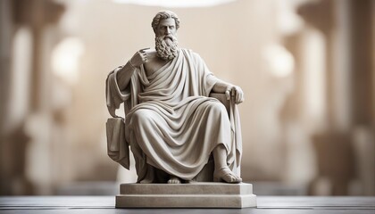 Naklejka premium statue of a Greek philosopher in contemplation, isolated white background 