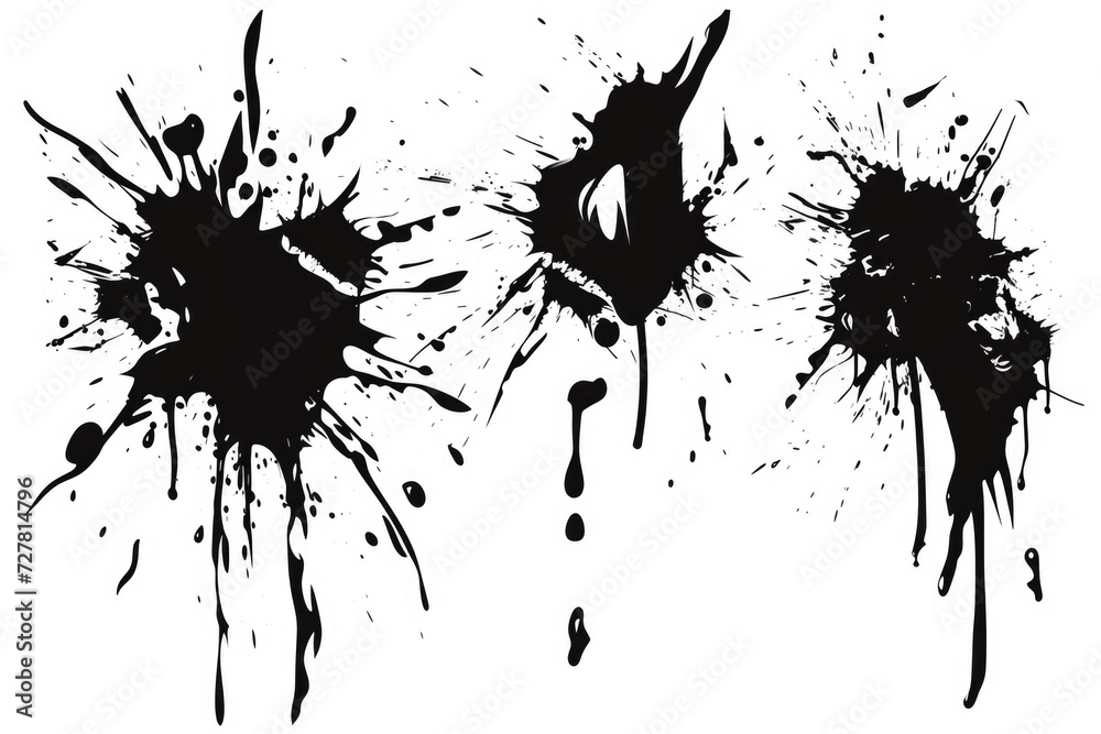Poster black ink splatters on a white background. can be used for various design projects