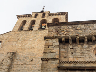 Entrance To The Roman Style Cathedral Of Jaca Dates In The Eleventh Century In Jaca. Travel, landscapes, nature, architecture.  Jaca, Huesca, Aragon.