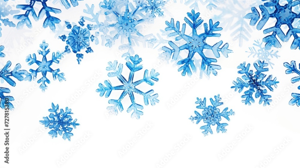 Poster a group of snowflakes displayed against a white background. this image can be used for various winte