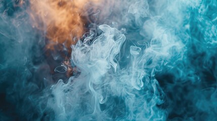 Close-up shot of vibrant blue and orange smoke. Perfect for adding a dynamic and colorful touch to any project