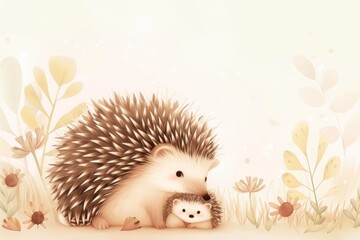 Two hedgehogs sitting side by side. This image can be used to depict love, friendship, or companionship
