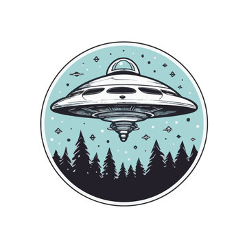 Vintage design UFO alien, ufo world, UFO day vector illustration white background - This is an AI image