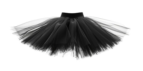 A black tulle skirt on a white background. Perfect for fashion or dance-related projects