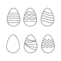 Set of Easter eggs in linear style.Vector illustration.