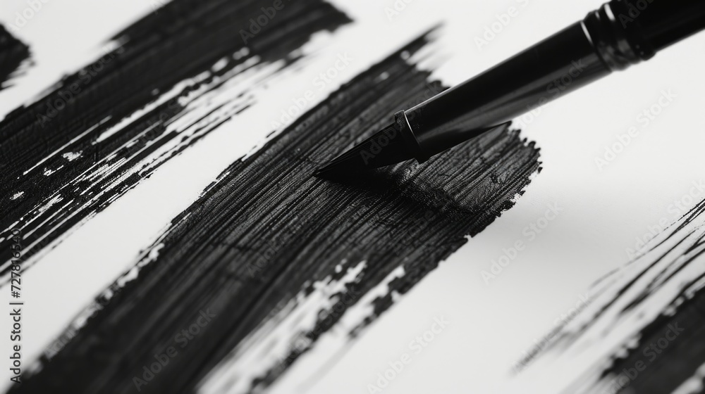 Poster A detailed view of a pen placed on a piece of paper. This image can be used for various purposes