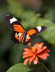 Ismenius Tiger butterfly (Heliconius ismenius) pollinating a flower Generative Ai