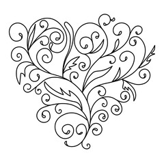 Decorative ornament in the form of a heart. Vector illustration.