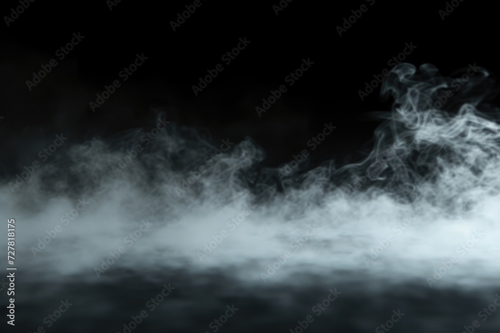 Poster Smoke billowing out of a black background, creating a mysterious and dramatic atmosphere. Perfect for adding an intriguing touch to your designs