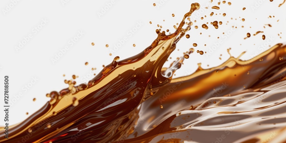 Poster A close-up view of a liquid splash on a white surface. Suitable for various applications