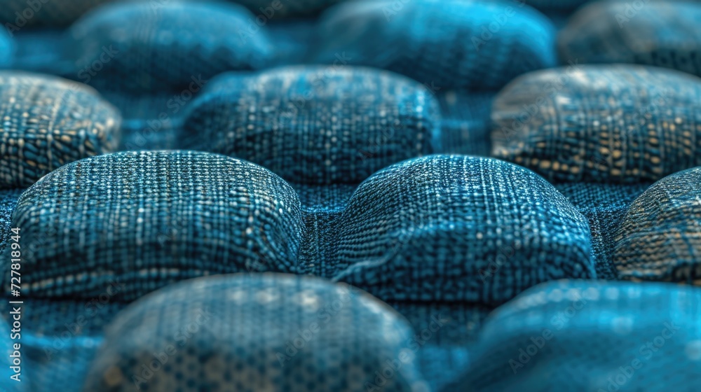 Poster A close up view of a pile of blue fabric. This versatile image can be used for various projects