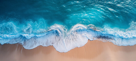 Serene Tropical Waterscape with Sandy Beach, Blue Sky, and Gentle Waves Flowing in a Caribbean Paradise