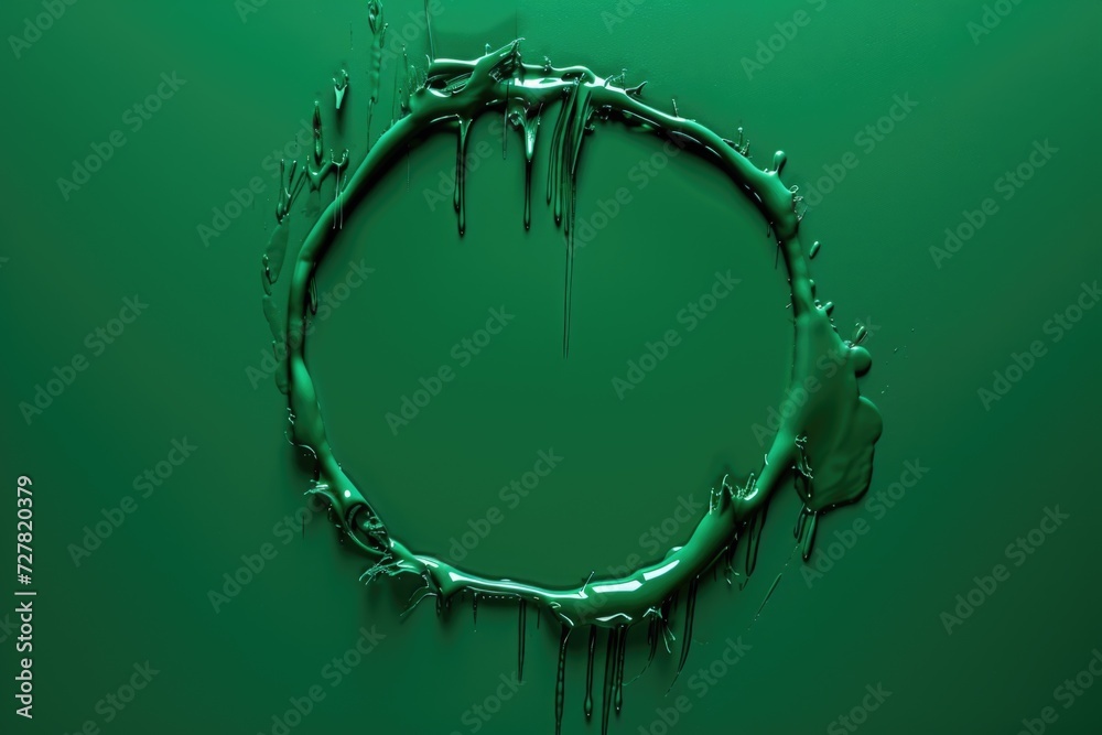 Poster a circle made out of melted green liquid. suitable for various design projects