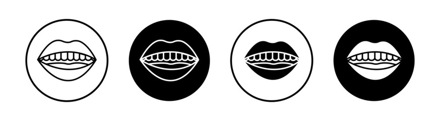 Mouth flat line icon set. Mouth Thin line illustration vector