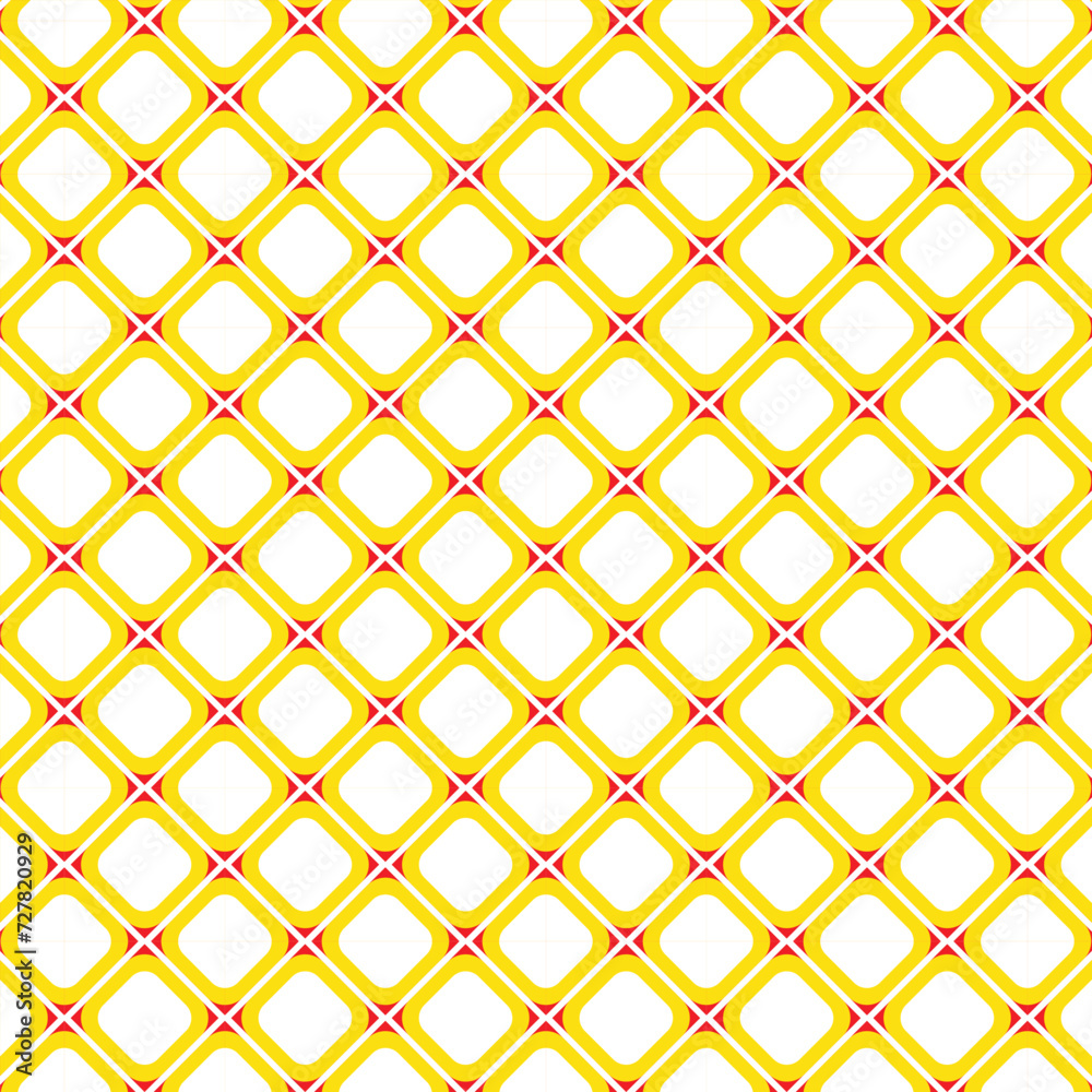 Poster abstract seamless repeatable yellow white rounded rectangle pattern on red.