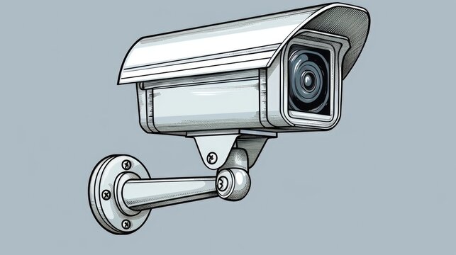 A security camera mounted on a wall. Can be used for surveillance and monitoring purposes