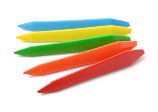 Group of colorful wax crayons