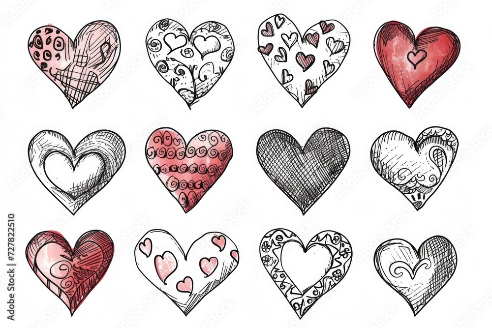 Poster a vibrant and playful illustration featuring a bunch of hearts drawn in various colors. perfect for 
