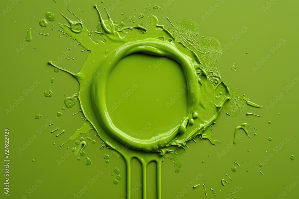 Poster a spoon pouring a green liquid. versatile image for various uses