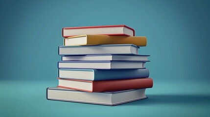 3D Isolated Closed Book Stack. Render Book Pile Icon. Collection of Business or Educational Literature. Reading Education