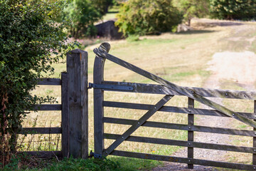Wooden Gate And Fence In A Field, Bidford-On-Avon, Warwickshire, England