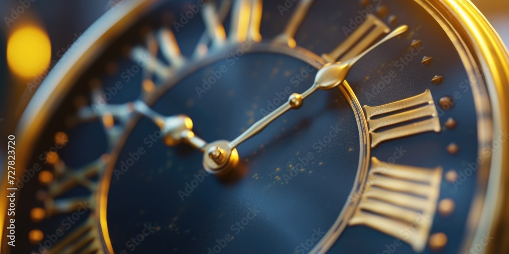 Aufkleber A detailed close-up view of a clock with Roman numerals. Suitable for various applications