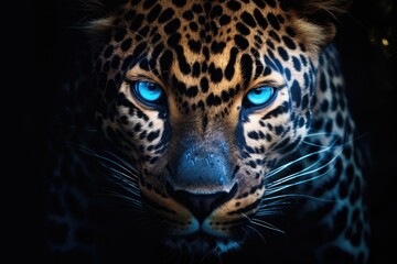 Obraz premium mystic jaguar portrait with blue eyes