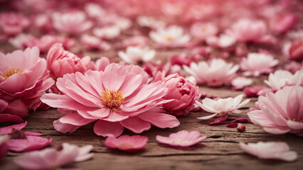 A pink floral background as the canvas for a celebration of nature's beauty and a poetic description of a field filled with blooming flowers each petal a unique stroke of artistry