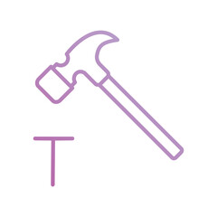 hammer and nail icon with white background vector stock illustration