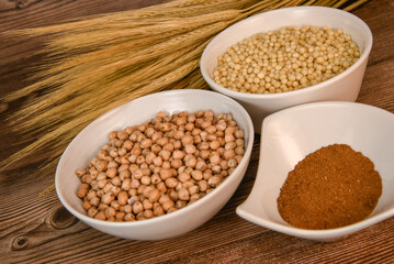 Durum wheat semolina, chickpea and Lebanese spice pearls, High quality photo