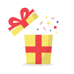 celebrate open gift box festive decor bow ribbon vector illustration